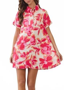 NEW TCEC leighton mini shirt dress in pink